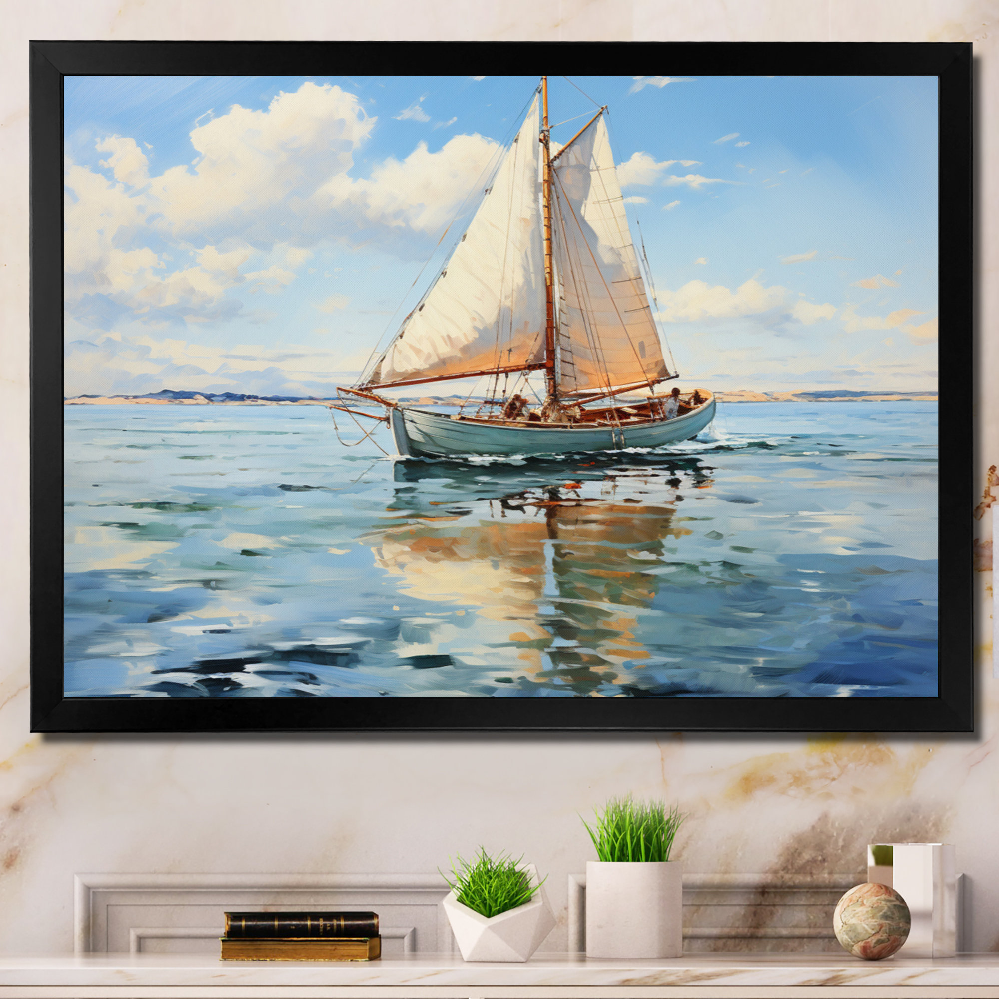 Longshore Tides Boat Whispering Breezes I Single Picture Frame Print